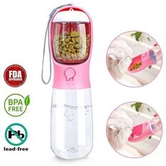 Garrafa de água para cachorro com recipiente para comida